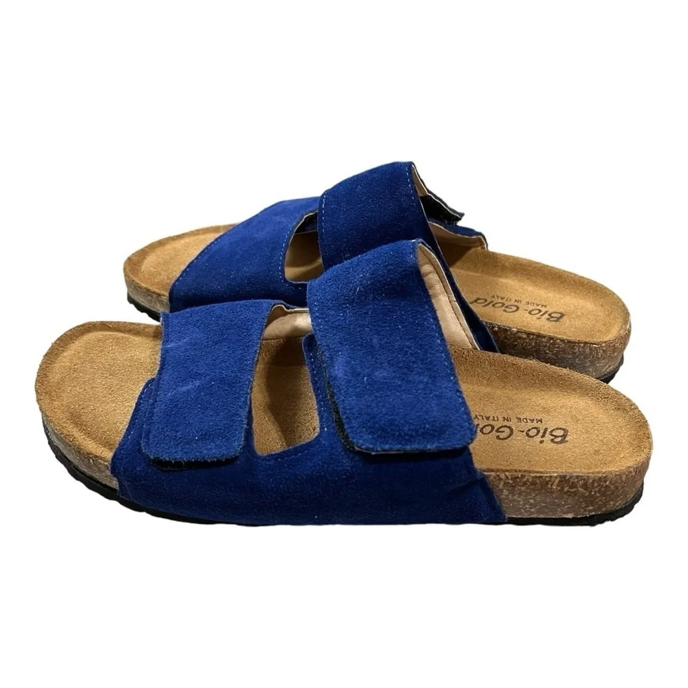 BIO GOLD Blue Slide Cork Bottom Soles Size 7.5